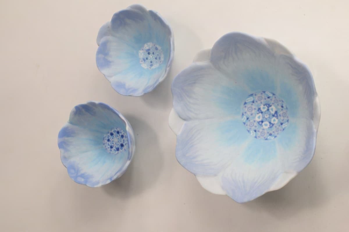 透光練込ぐい呑・碗「anemone」